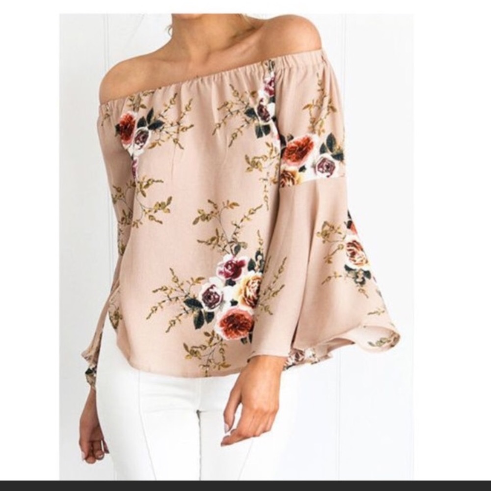 Off Shoulder Floral Bell Sleeve Top *LIQUIDATION*